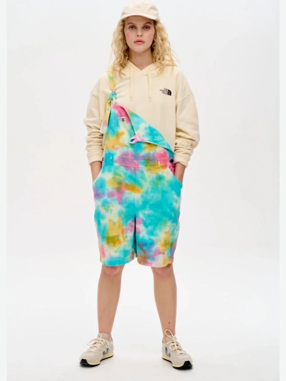 Lucy & Yak Tilly Short Dungarees Blue White Tie Dye UK 18/US 14 NWT Organic